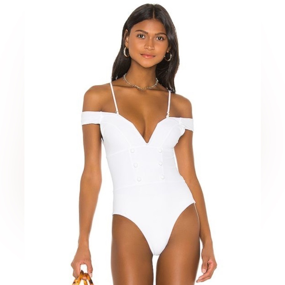 Revolve LPA Toto One Piece Swimsuit in White Sz XXS